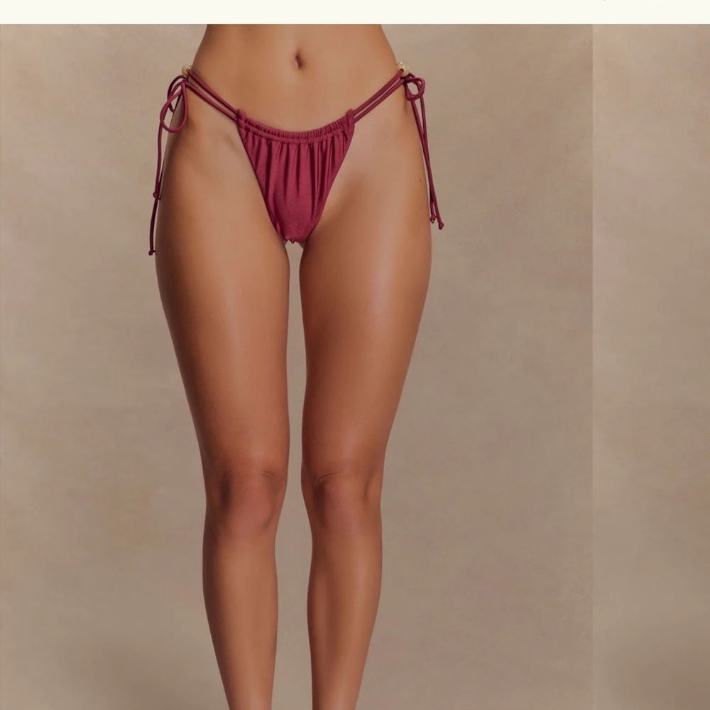 MESHKI Memphis Beaded Bikini Bottom. Size large. Color wine